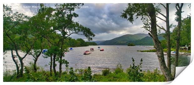 Loch Earn at St Fillans Panorama  Print by Navin Mistry