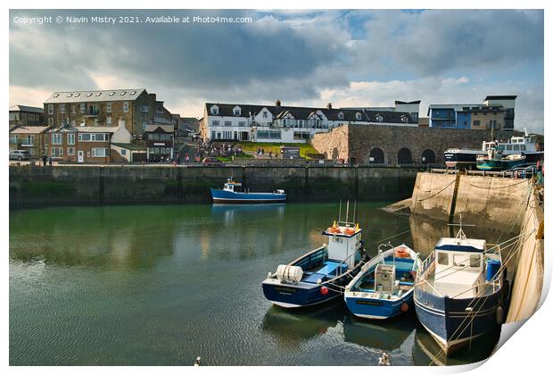 Seahouses Harbour Northumberland, England  Print by Navin Mistry