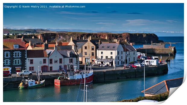 A view of Eyemouth Harbour,Berwickshire, Scotland Print by Navin Mistry