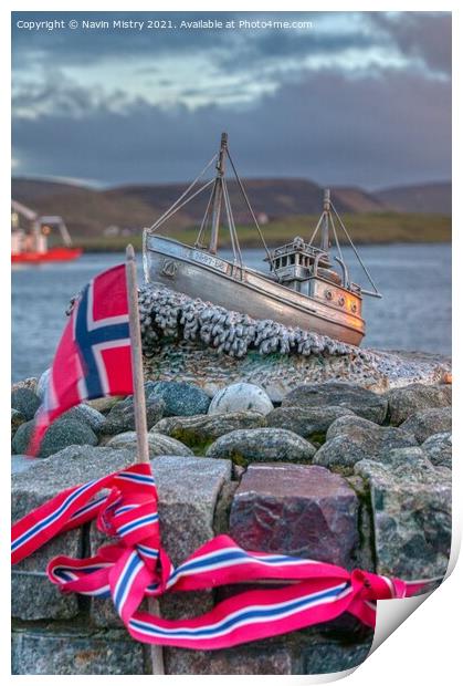The Shetland Bus Memorial, Scalloway, Shetland Isles Print by Navin Mistry