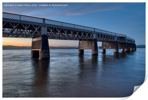 The Tay Rail Bridge, Dundee, Scotland Print by Navin Mistry