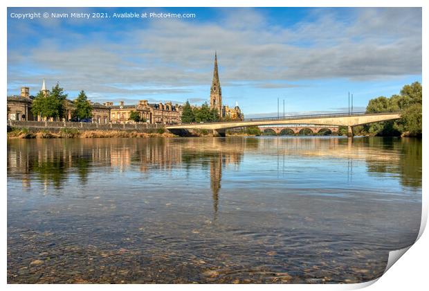 Perth Scotland and the River Tay Print by Navin Mistry