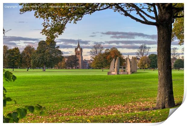 A view of the South Inch, Perth, Scotland in Autumn Print by Navin Mistry