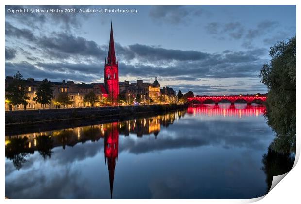 A view of Tay Street Perth and the River Tay  Print by Navin Mistry