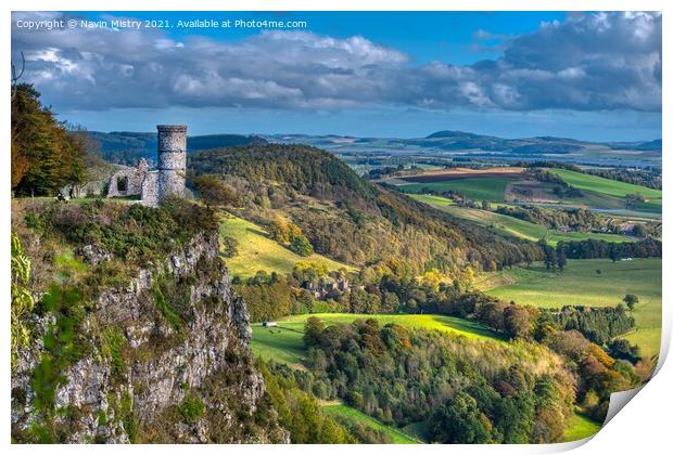 A view of Kinnoull Hill Tower, Perth Scotland Print by Navin Mistry