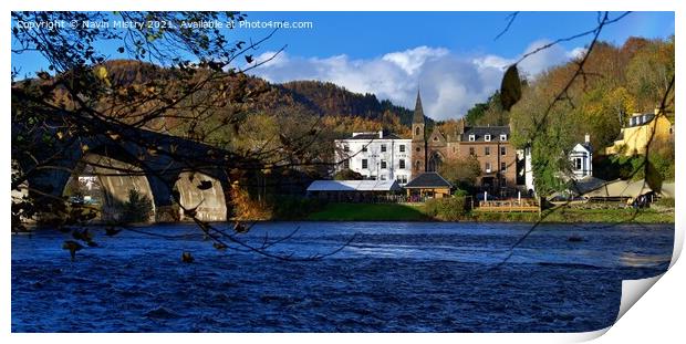 A view of Dunkeld and the River Tay  Print by Navin Mistry