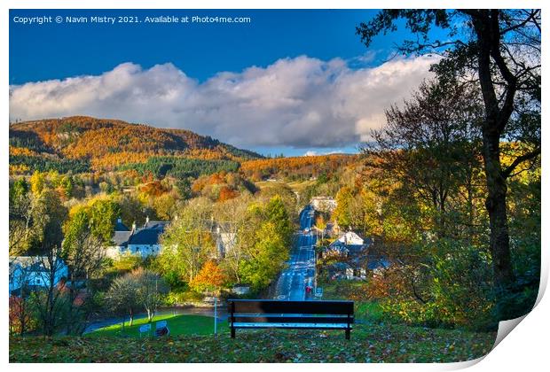 A view over Dunkeld in Autumn  Print by Navin Mistry