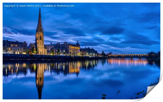Perth Scotland and The River Tay Print by Navin Mistry
