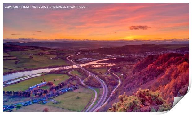 An Autumn Sunset from Kinnoull Hill Print by Navin Mistry