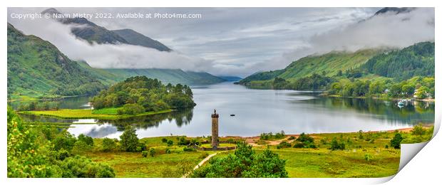 Glenfinnan Monument and Loch Shiel Panoramic  Print by Navin Mistry