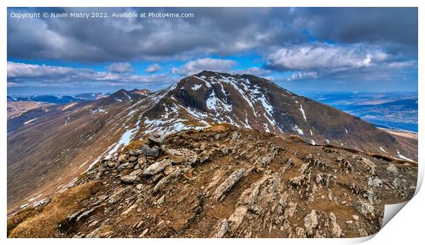 A view of the summit Ben Lawers  Print by Navin Mistry