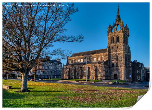 Evening Light on St Leonard's-in-the-Fields Church, Perth Print by Navin Mistry