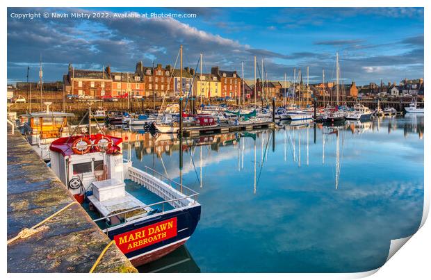 A view of the harbour at Arbroath, Scotland Print by Navin Mistry