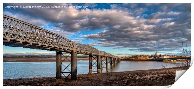 A panoramic view of Montrose South Esk Viaduct Print by Navin Mistry