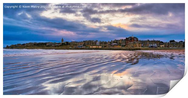 Sunrise at the West Sands, St. Andrews Print by Navin Mistry