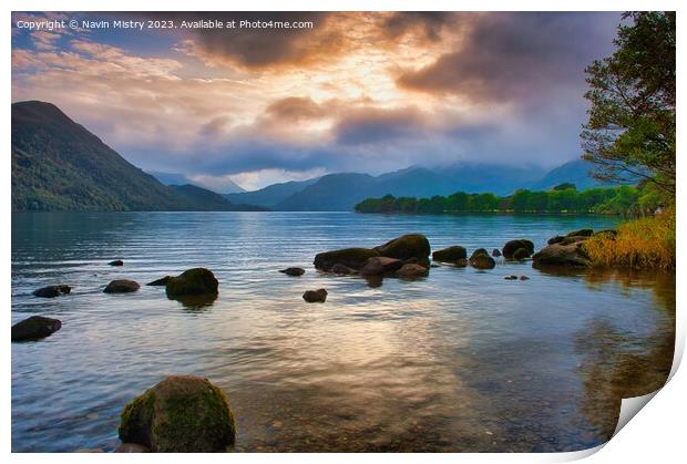 Ullswater Sunset, Lake District, England Print by Navin Mistry