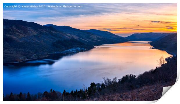 Sunset on Loch Earn Print by Navin Mistry