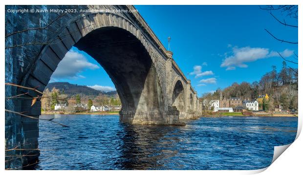 Dunkeld Bridge and the River Tay  Print by Navin Mistry