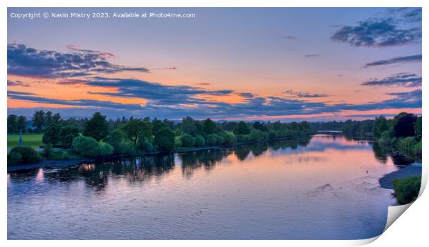 Sunset on the River Tay at Perth Print by Navin Mistry
