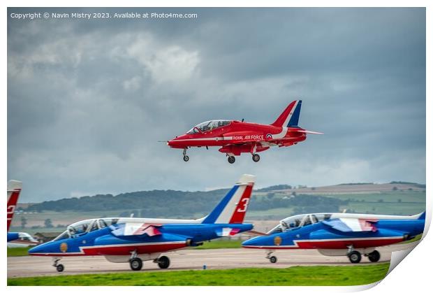 The Red Arrows and Patrouille de France Print by Navin Mistry