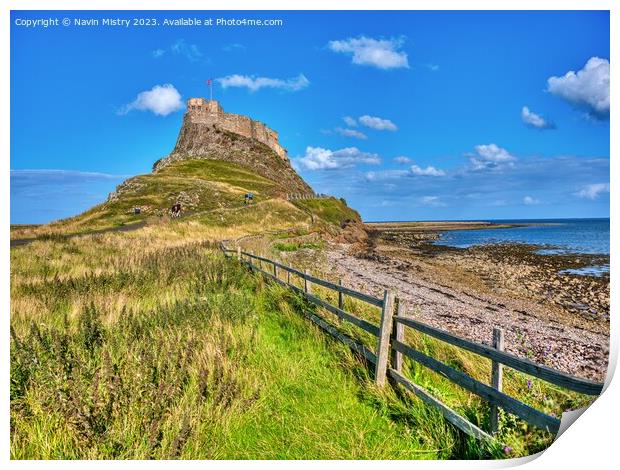 A view Lindisfarne Castle Print by Navin Mistry