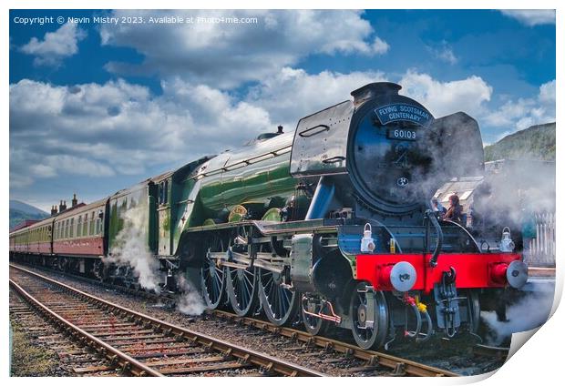 The Flying Scotsman at Aviemore Print by Navin Mistry