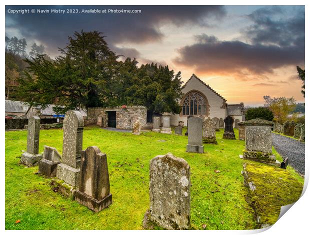 Fortingall Church and Yew, Perthshire  Print by Navin Mistry