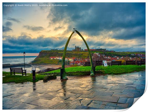 Whitby Whale Bone Arch Print by Navin Mistry