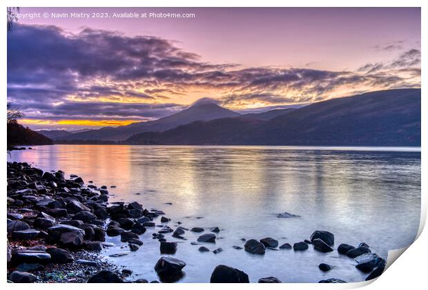 Loch Rannoch Sunrise Print by Navin Mistry