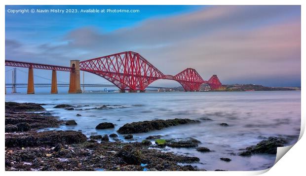 The Forth Bridge at South Queensferry Print by Navin Mistry