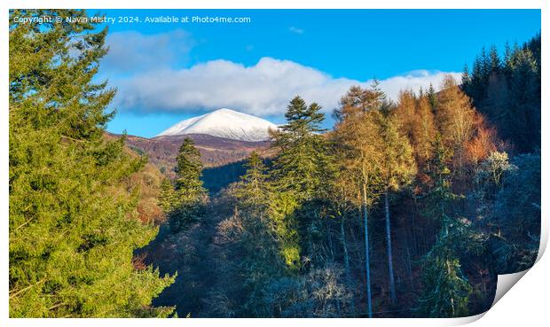 Snow covered Càrn Liath Print by Navin Mistry