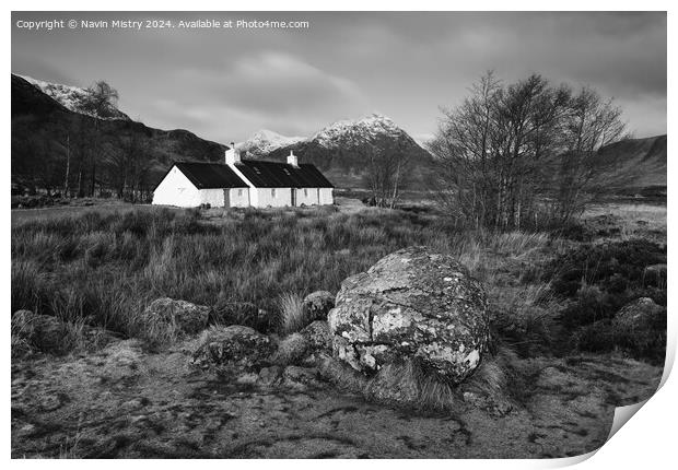 A Starlit Blackrock Cottage, Glen Coe Print by Navin Mistry