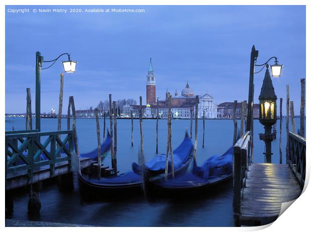 St Marks Square, Venice, at Dawn Print by Navin Mistry