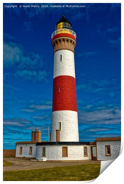Buchanness Lighthouse, Bodam, Peterhead, Aberdeens Print by Navin Mistry