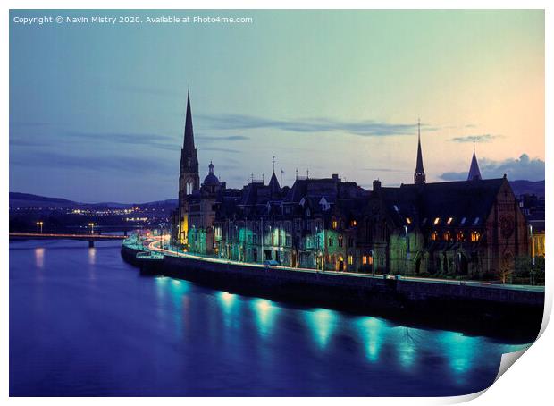 Perth and the River Tay, Scotland Print by Navin Mistry