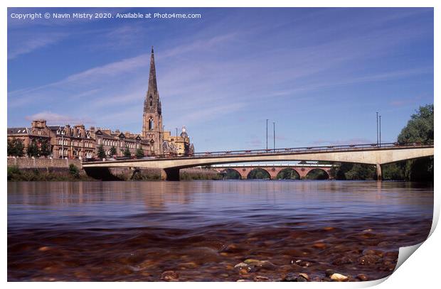 A view of the River Tay and Perth, Scotland Print by Navin Mistry
