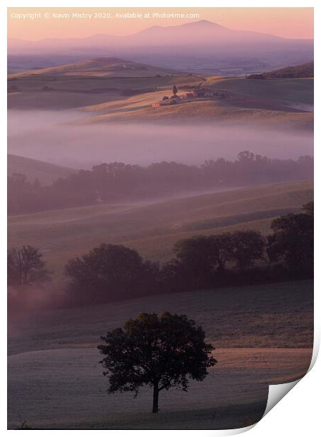 A misty morning Val Val d'Orcia, Tuscany, Italy Print by Navin Mistry