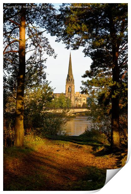 A view from Moncreiffe Island, Perth  Print by Navin Mistry