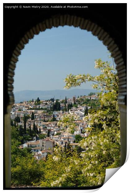 Granada from the Alhambra Palace, Spain Print by Navin Mistry