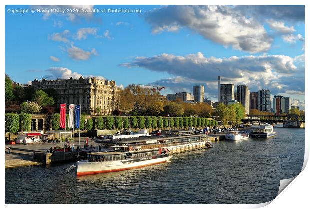 Paris, France River Seine Print by Navin Mistry