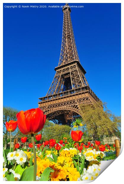 Eiffel Tower Print by Navin Mistry