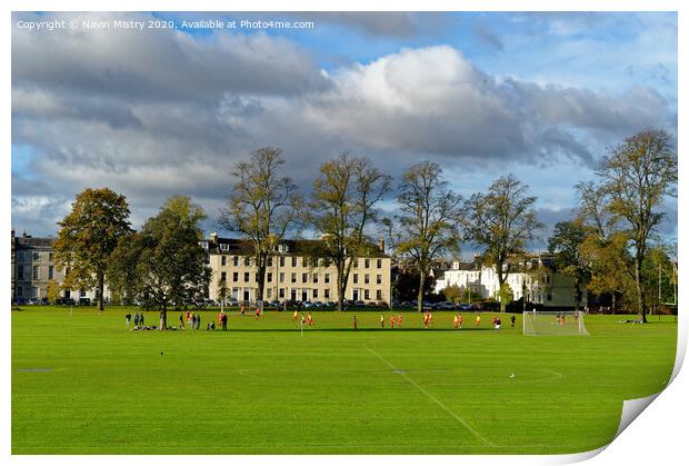 A football match on the North Inch, Perth, Scotland Print by Navin Mistry