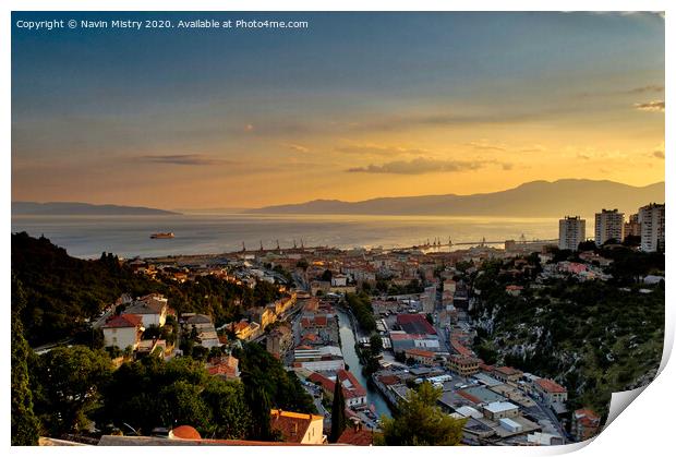 Sunset over Rijeka, Croatia  Print by Navin Mistry