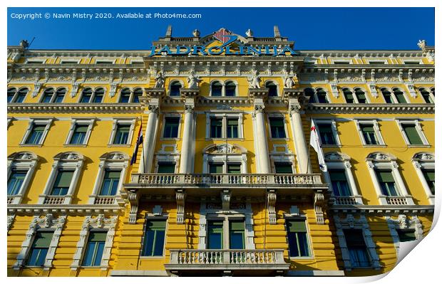 The Adria Palace (Office of Jadrolinja) , Rijeka, Croatia Print by Navin Mistry