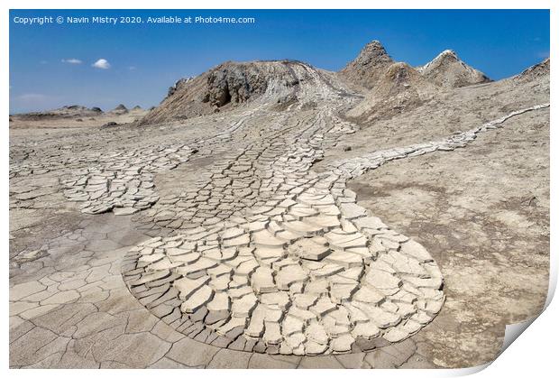 Mud Volcanoes at the Gobustan National Park, Baku, Azerbaijan Print by Navin Mistry