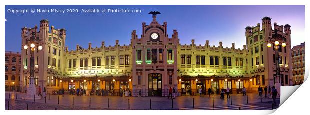 Estació del Nord, Valencia. The main railway station of Valencia seen at dusk. Print by Navin Mistry