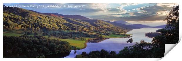 The Queens View, Loch Tummel, near Pitlochry, Perthshire, Scotland Print by Navin Mistry