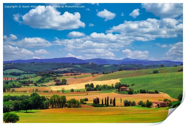 Tuscany Landscape, Italy Print by Navin Mistry