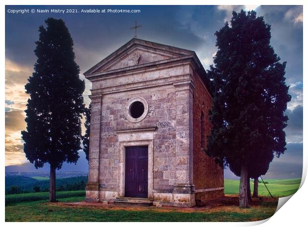 A Tuscan Chapel, Italy Print by Navin Mistry