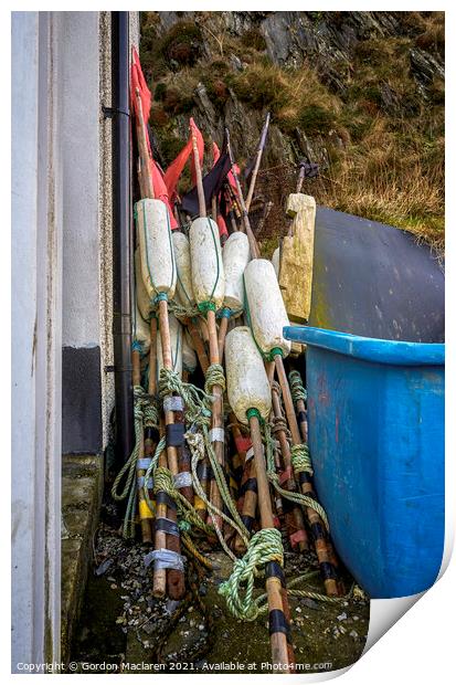 Fishing equipment, Mevagissey, Cornwall Print by Gordon Maclaren